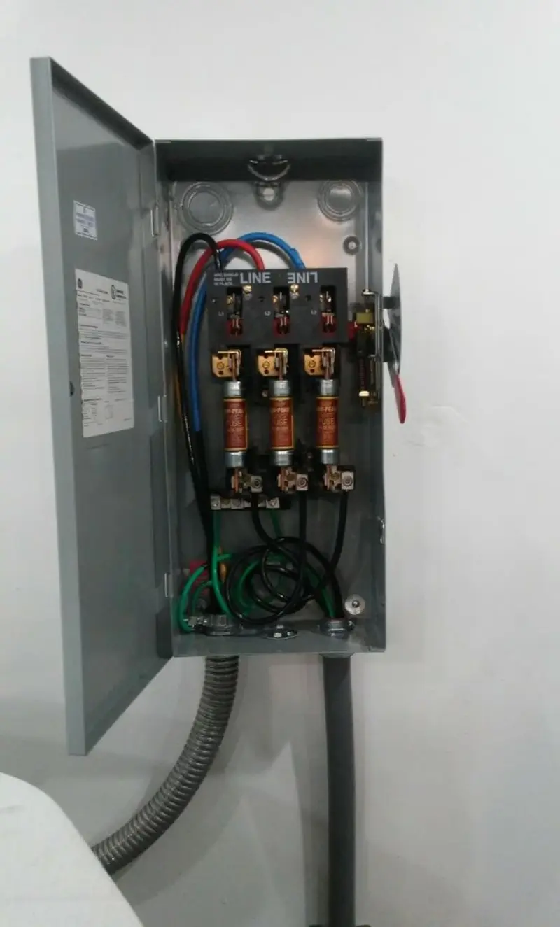 Three-phase disconnect switch installed for Electrical Wiring & Rewiring in Manvel